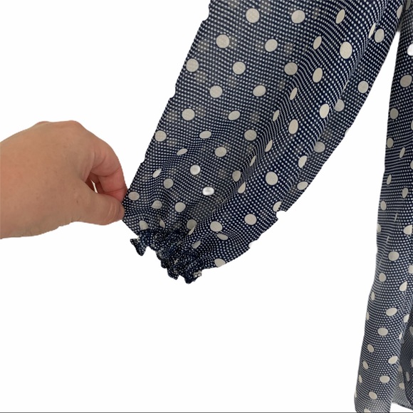 MAX STUDIO | Navy Polka Dot Blouse NWOT - Picture 10 of 12